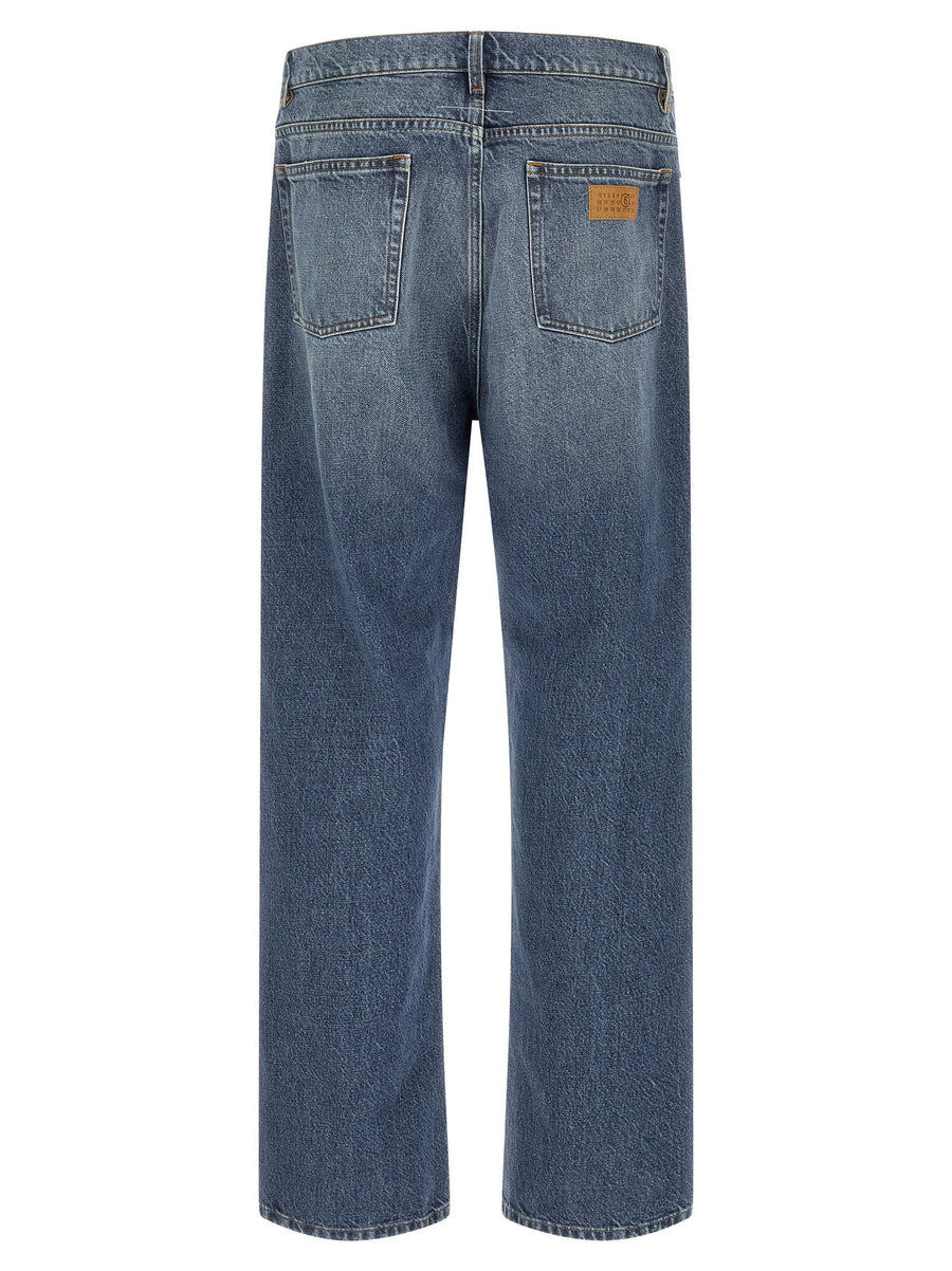 MM6 Maison Margiela Straight Leg Jeans 100 Percent Cotton Blue Wash For Men