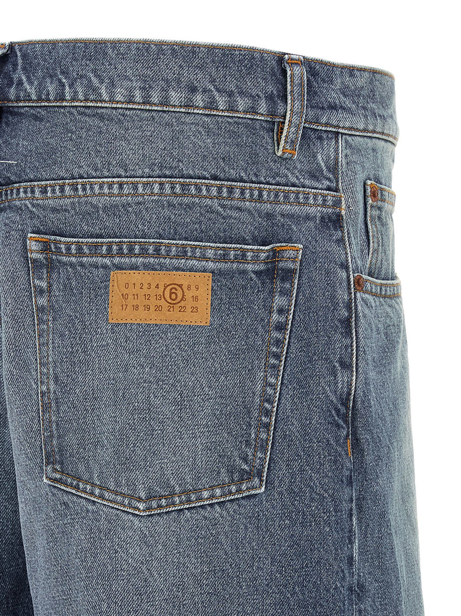MM6 Maison Margiela Straight Leg Jeans 100 Percent Cotton Blue Wash For Men