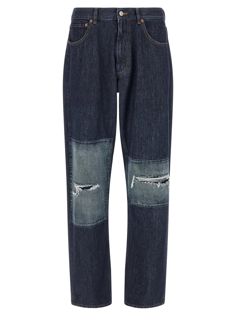 Mm6 Maison Margiela Patchwork Insert Jeans With Knee Inset Details