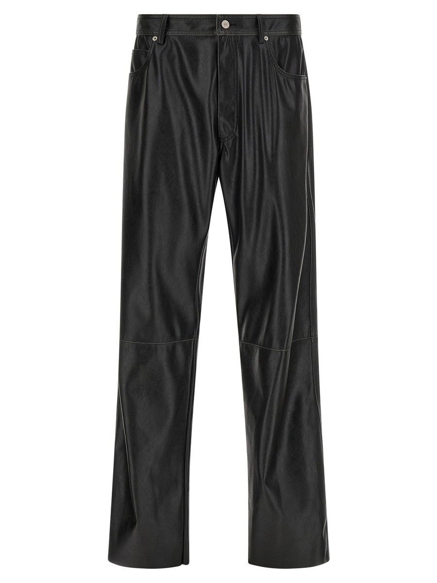 MM6 Maison Margiela Leather Effect Five Pocket Trousers Black Polyester