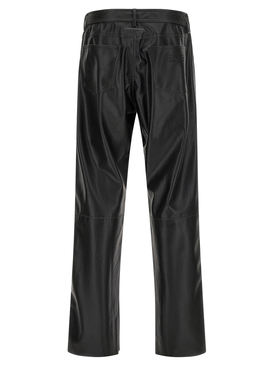 MM6 Maison Margiela Leather Effect Five Pocket Trousers Black Polyester
