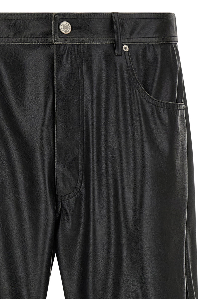 MM6 Maison Margiela Leather Effect Five Pocket Trousers Black Polyester