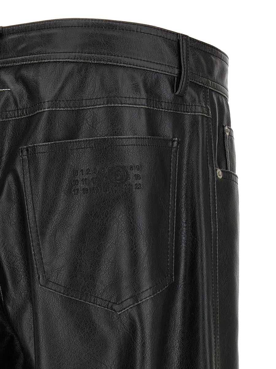 MM6 Maison Margiela Leather Effect Five Pocket Trousers Black Polyester