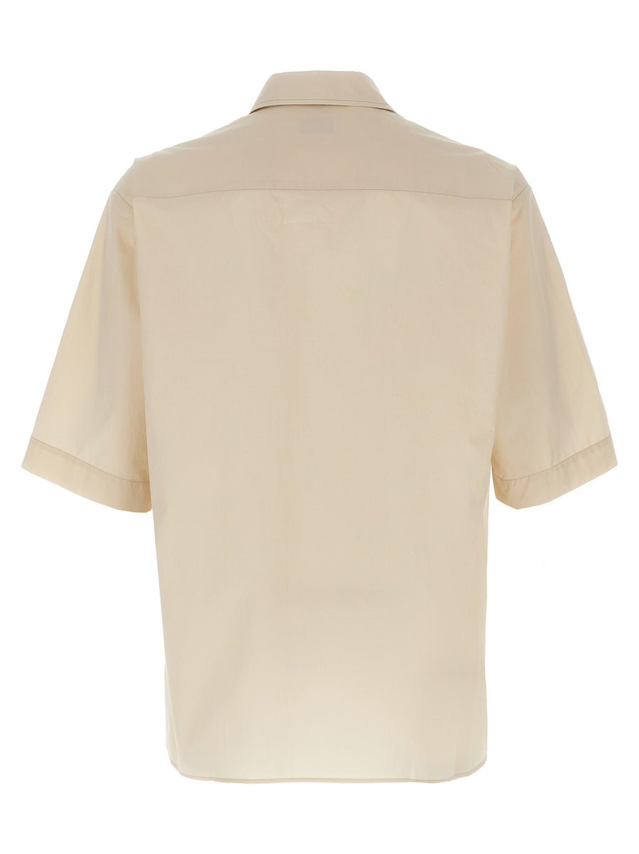 Lemaire Convertible Shirt For Men Beige 100 Percent Cotton Poplin Lightweight Relaxed Fit Front Button Closure
