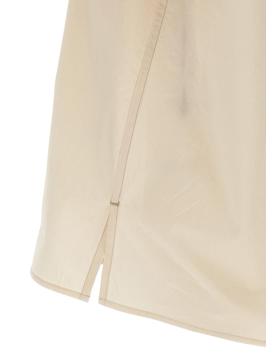 Lemaire Convertible Shirt For Men Beige 100 Percent Cotton Poplin Lightweight Relaxed Fit Front Button Closure