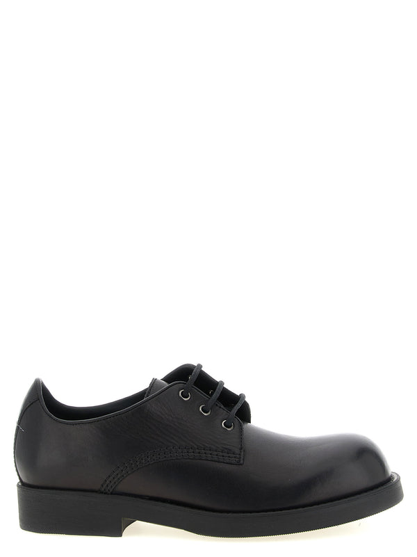 MM6 Maison Margiela Biker Lace Up Cow Leather Shoes For Men Black