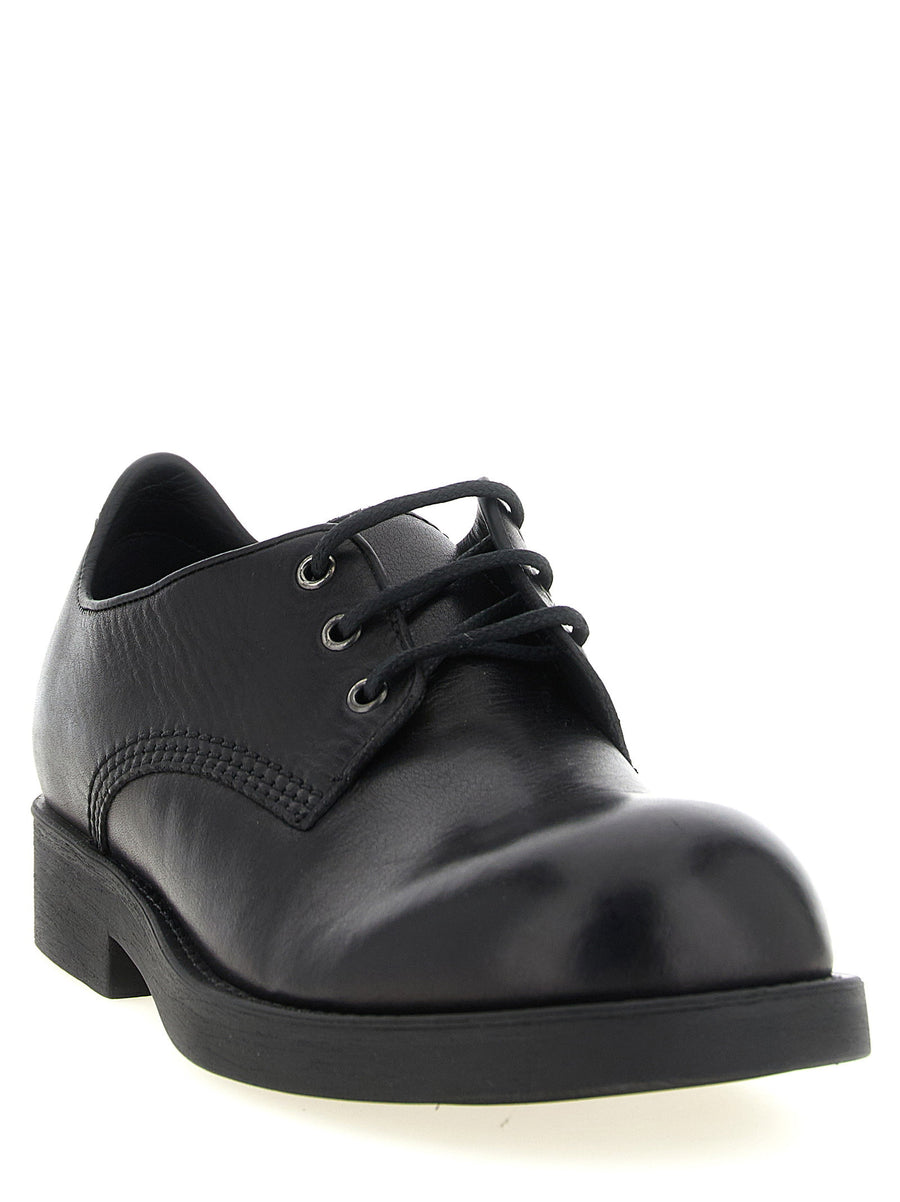MM6 Maison Margiela Biker Lace Up Cow Leather Shoes For Men Black