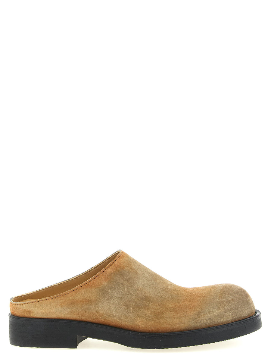 Mm6 Maison Margiela Biker Mules Moccasins For Men Beige Suede