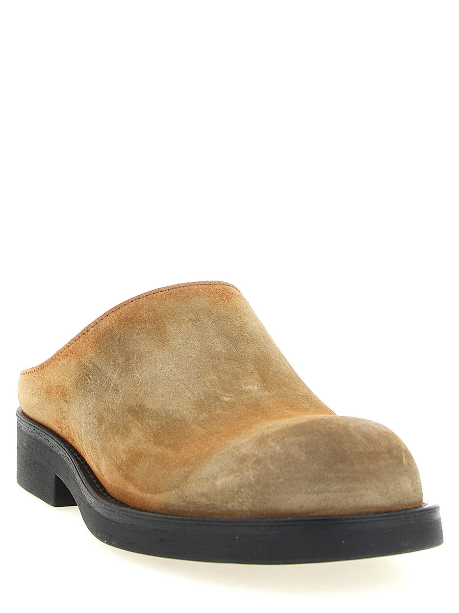 Mm6 Maison Margiela Biker Mules Moccasins For Men Beige Suede
