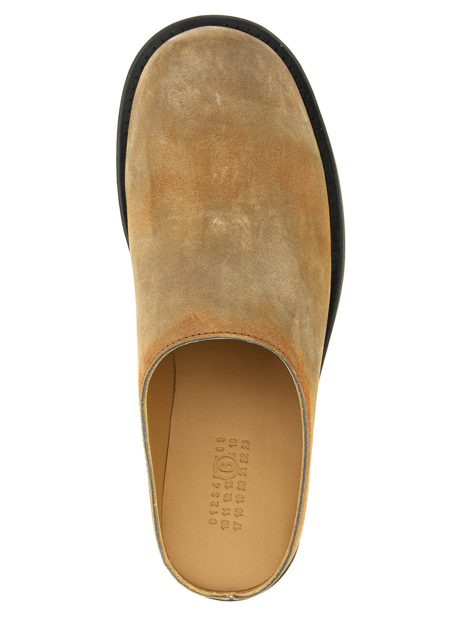 Mm6 Maison Margiela Biker Mules Moccasins For Men Beige Suede