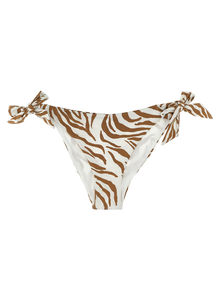 Max Mara Silvana Zebra Bikini Briefs With Adjustable Side Ties In Luxury Stretch Fabric For Women