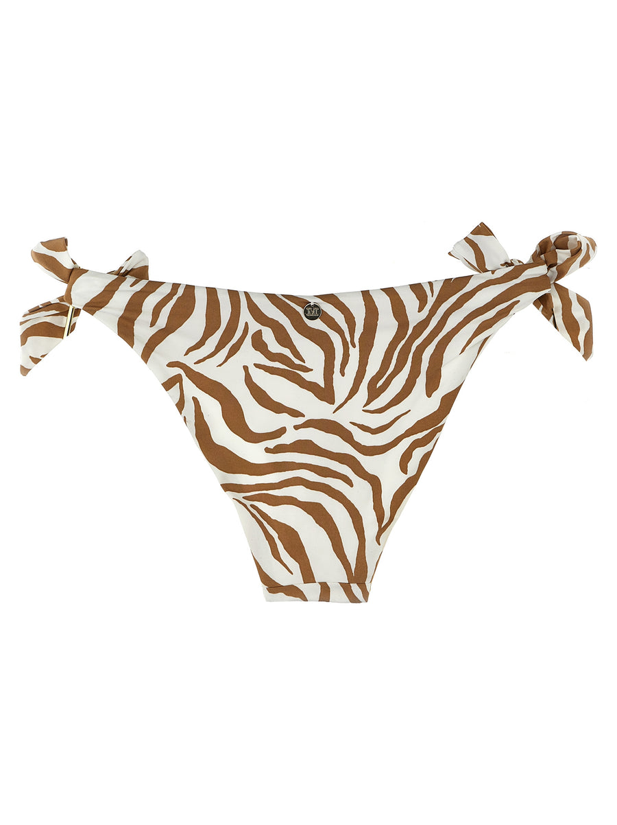 Max Mara Silvana Zebra Bikini Briefs With Adjustable Side Ties In Luxury Stretch Fabric For Women