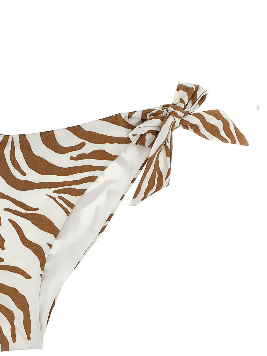 Max Mara Silvana Zebra Bikini Briefs With Adjustable Side Ties In Luxury Stretch Fabric For Women