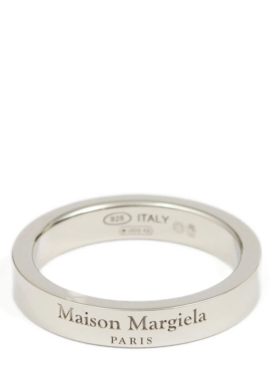 Maison Margiela Logo Ring Minimalist Sterling Silver Band With Discreet Engraved Signature For Men Timeless Luxury