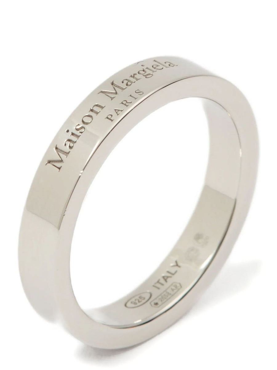 Maison Margiela Logo Ring Minimalist Sterling Silver Band With Discreet Engraved Signature For Men Timeless Luxury