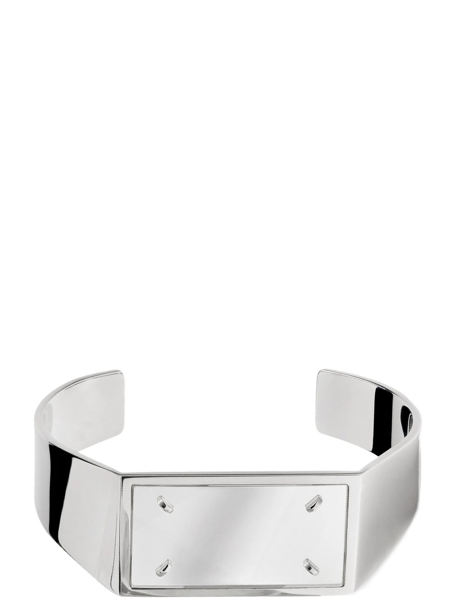 Maison Margiela Four Stitches Bracelet Statement Silver Tone Brass With Plexiglass Plate For Women