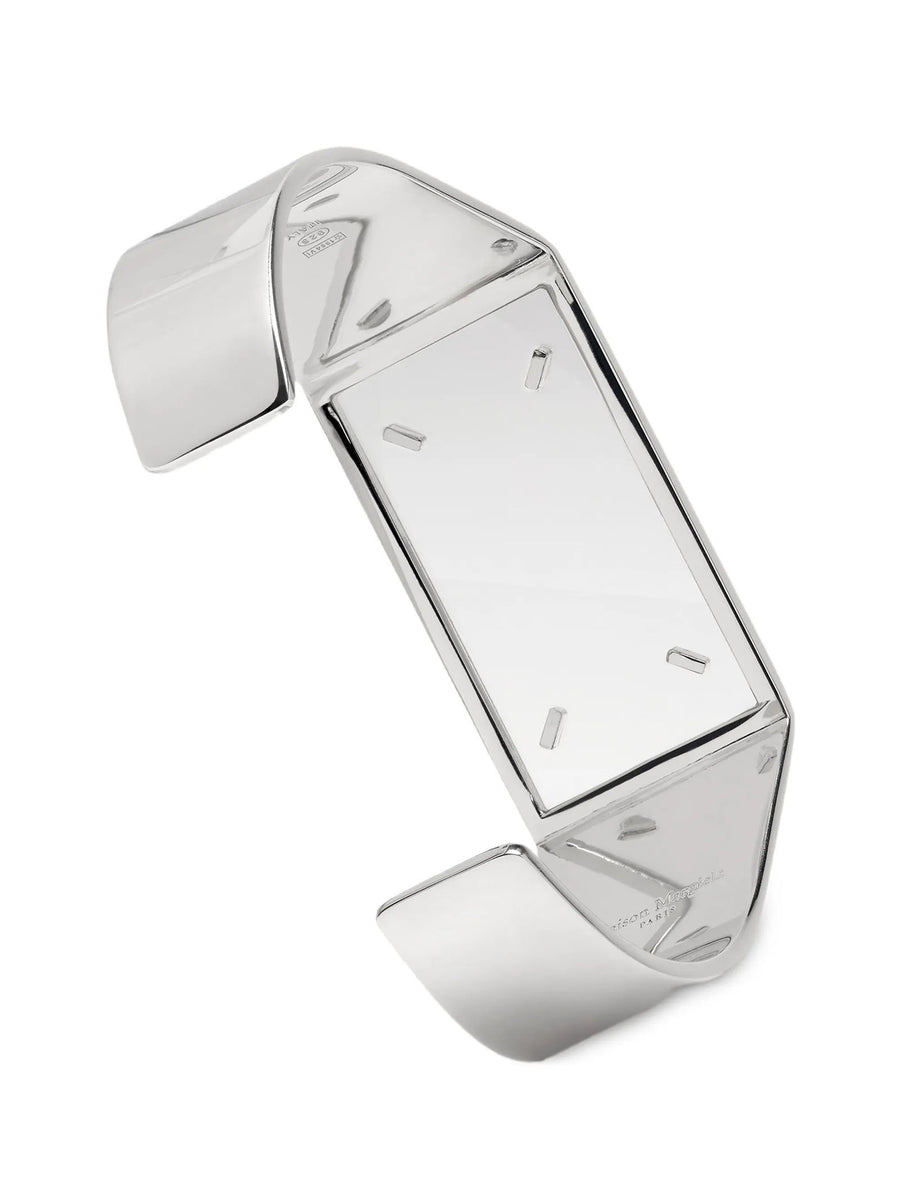 Maison Margiela Four Stitches Bracelet Statement Silver Tone Brass With Plexiglass Plate For Women