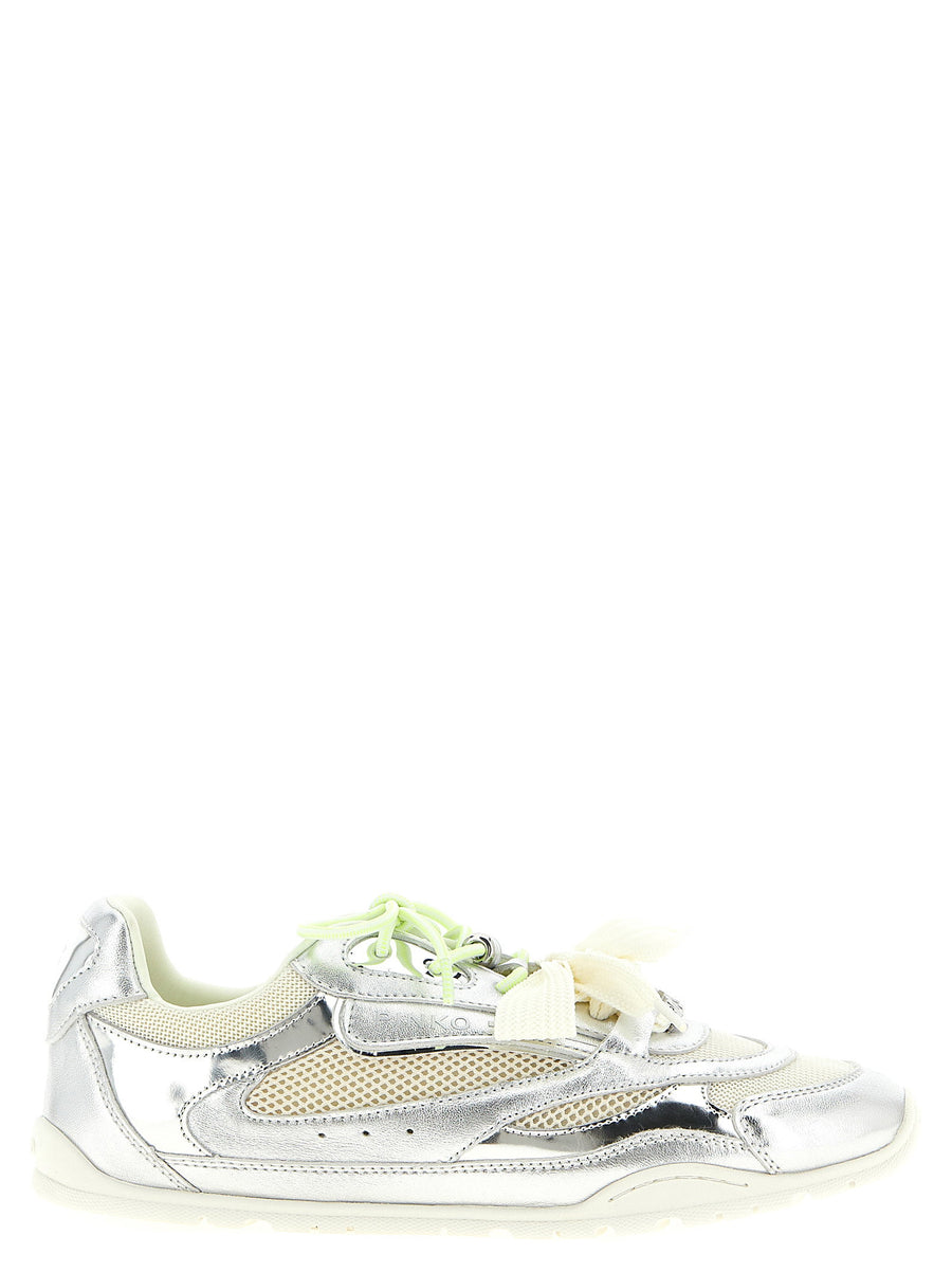 Pinko Yulia 01 Silver Leather Sneakers With Double Laces And Metal Details