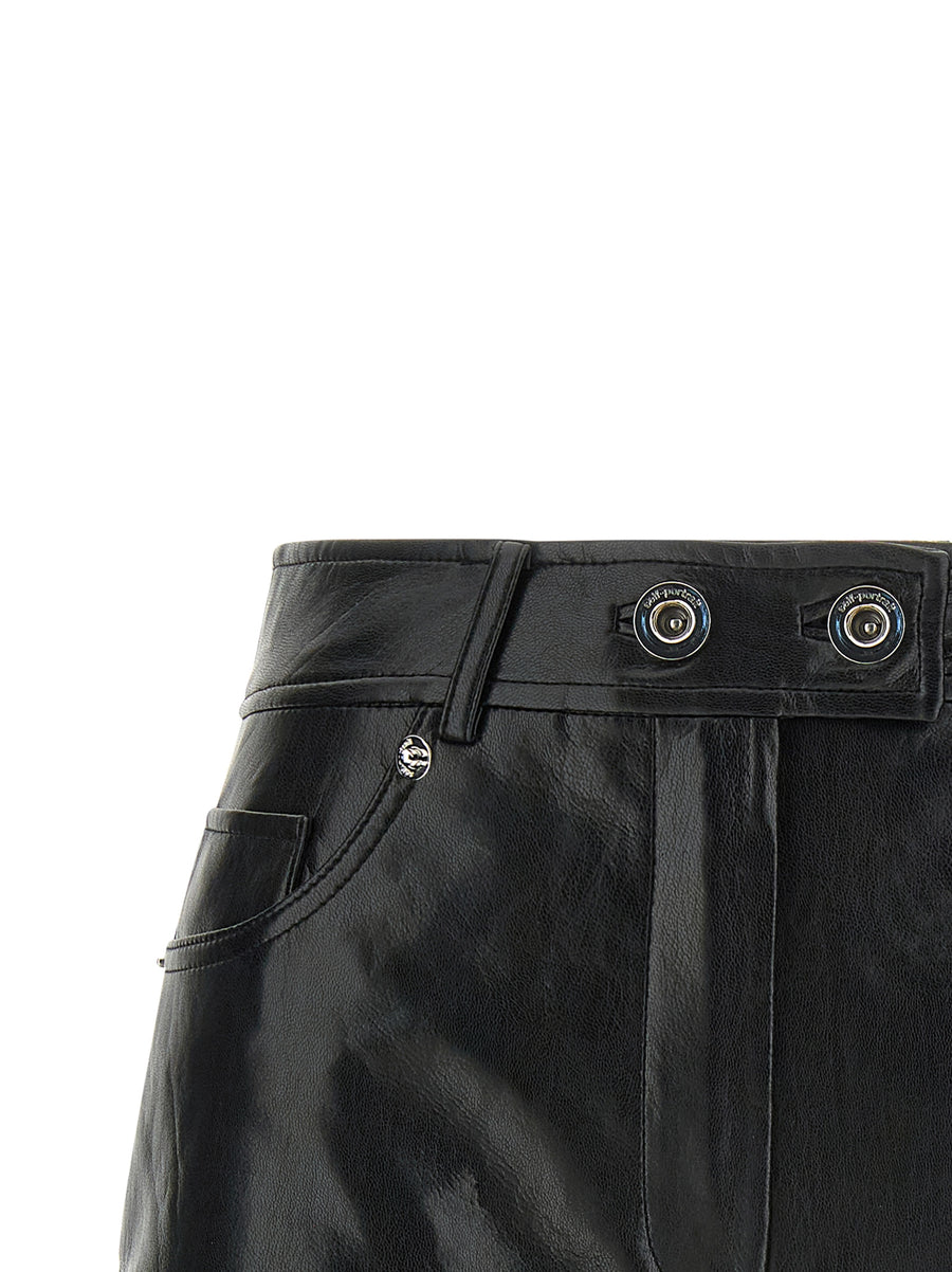 Self-Portrait Voluntary Shorts Leatherlook High Waist Front Zip Ruffle Hem For Women