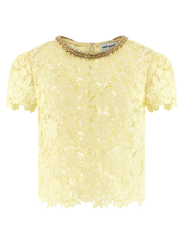 Self-Portrait Yellow Lace Top