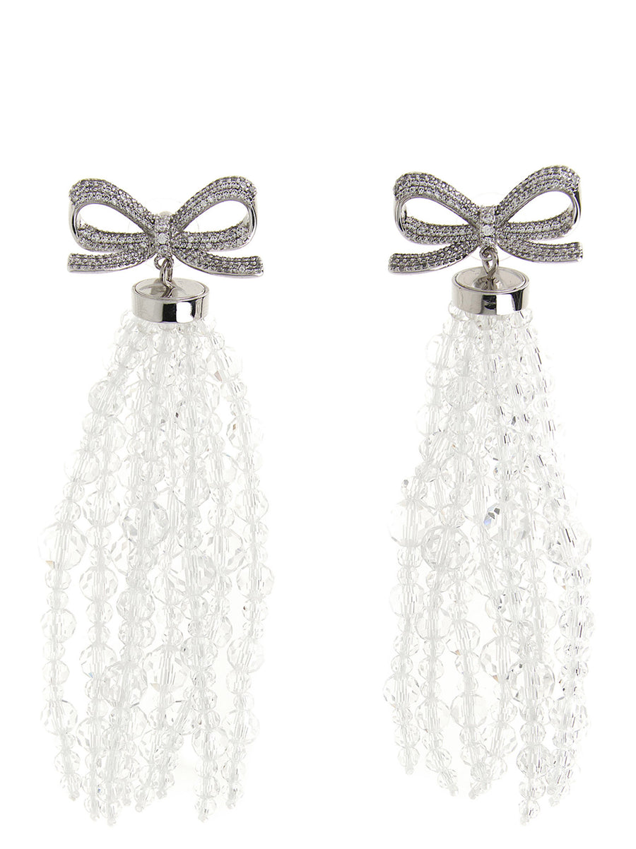 Self Portrait Bow Beaded Waterfall Earrings Silver Copper One Size For Women Day To Night Shine