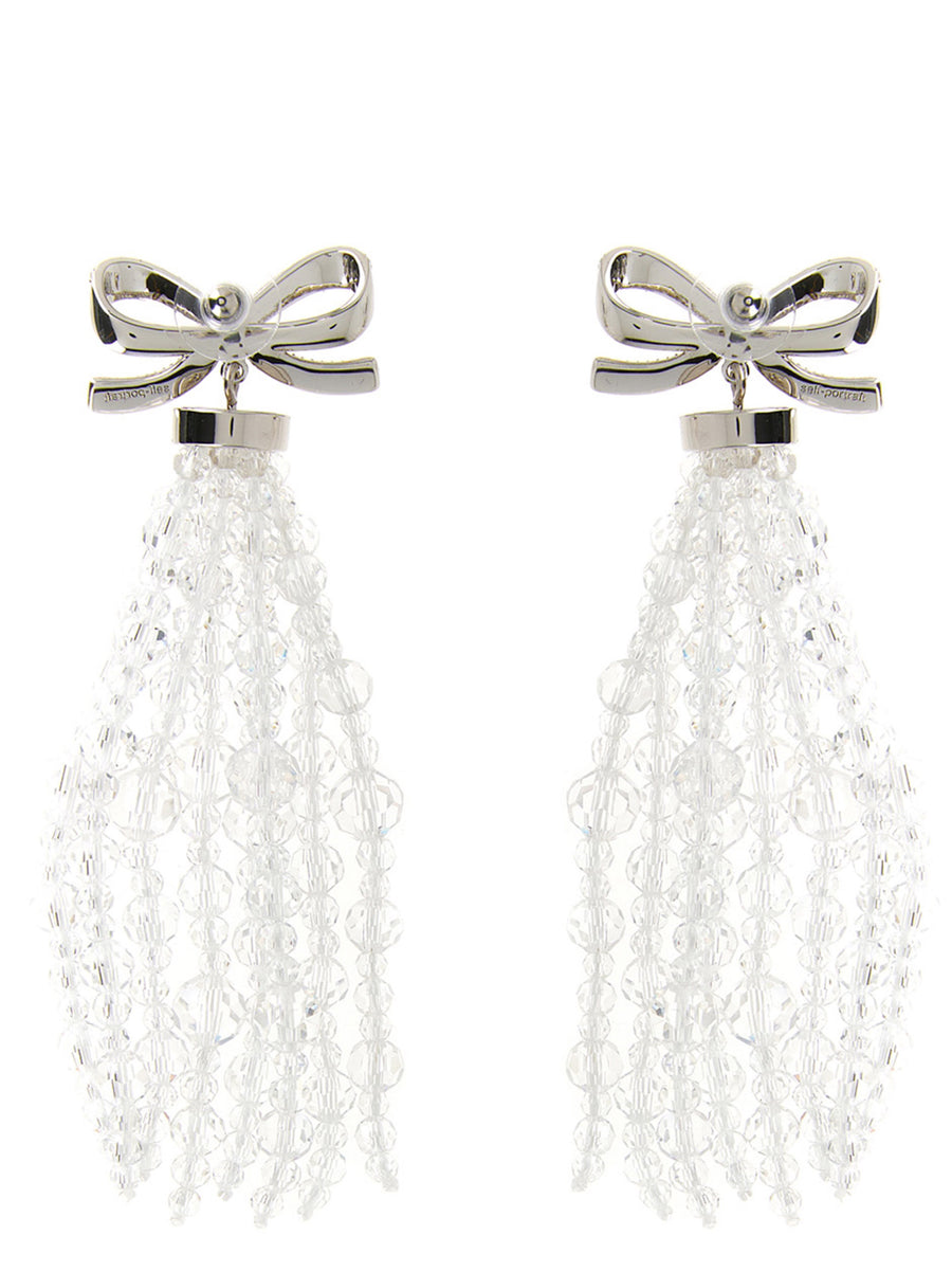 Self Portrait Bow Beaded Waterfall Earrings Silver Copper One Size For Women Day To Night Shine
