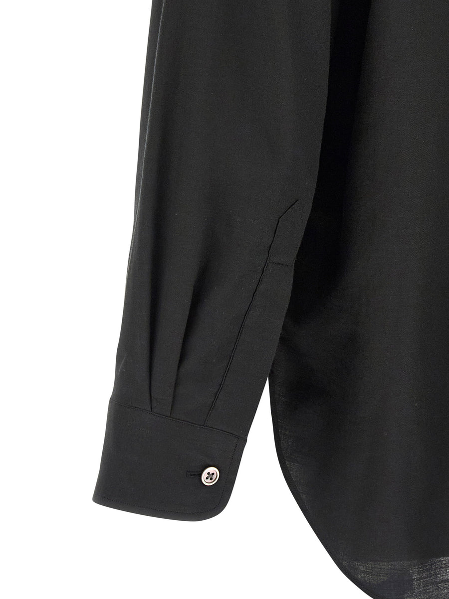 Ssstein Men Cotton Silk Shirt Black Luxury Blend for Everyday Smart Casual Elegance