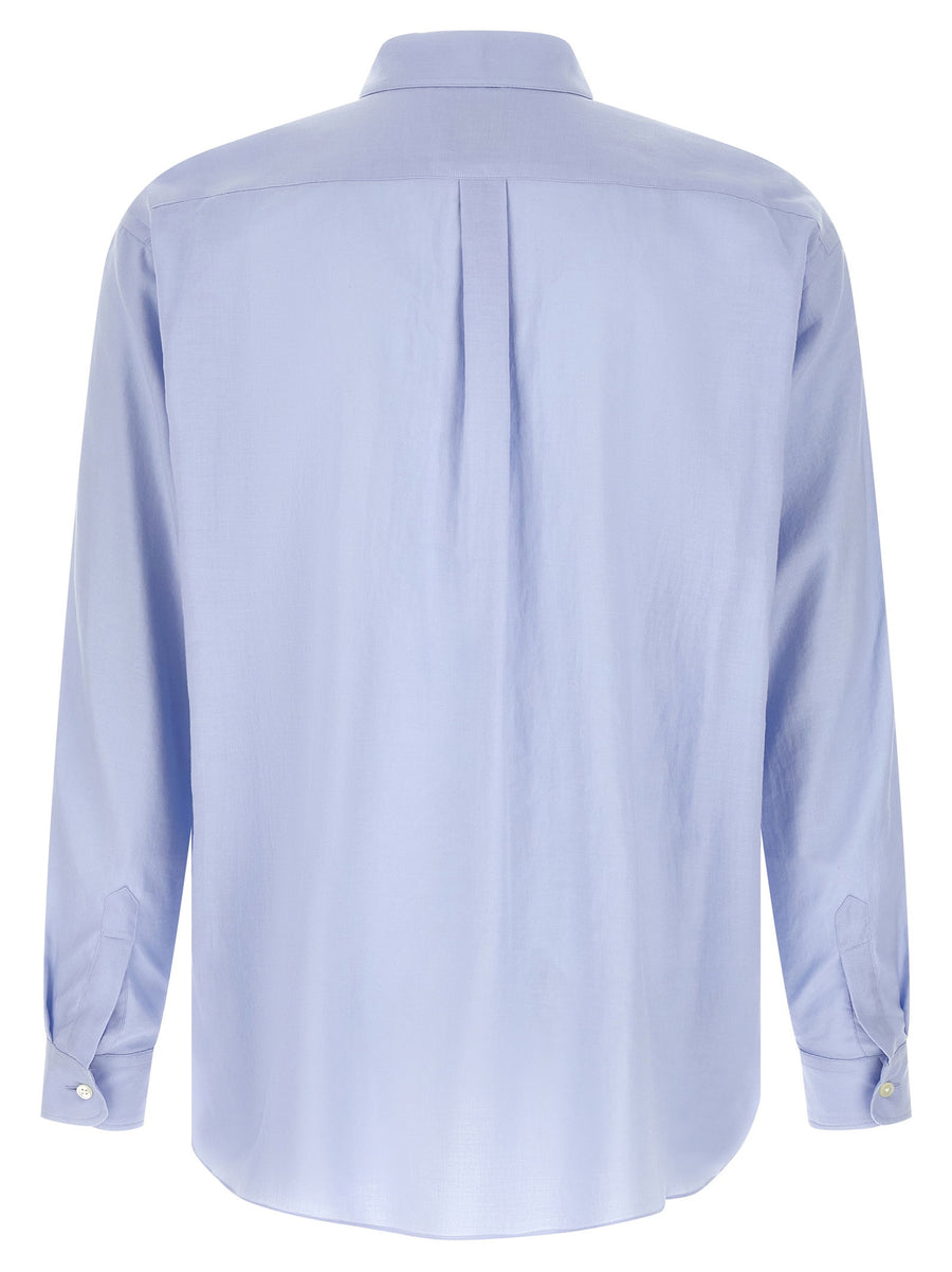 Ssstein Cotton Silk Shirt For Men Refined Light Blue Blend Everyday Comfort Dropped Shoulder