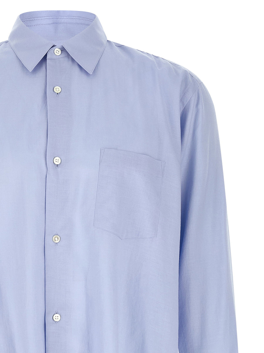 Ssstein Cotton Silk Shirt For Men Refined Light Blue Blend Everyday Comfort Dropped Shoulder