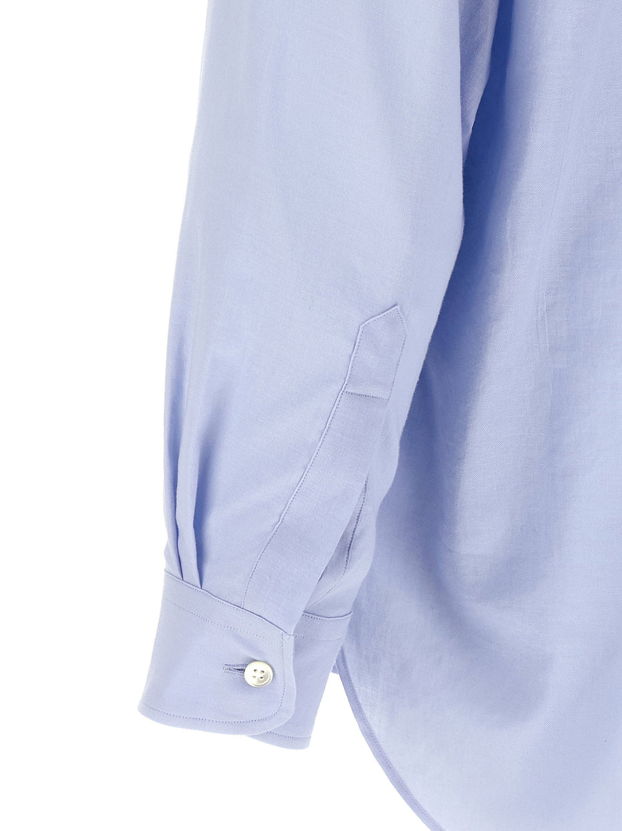 Ssstein Cotton Silk Shirt For Men Refined Light Blue Blend Everyday Comfort Dropped Shoulder