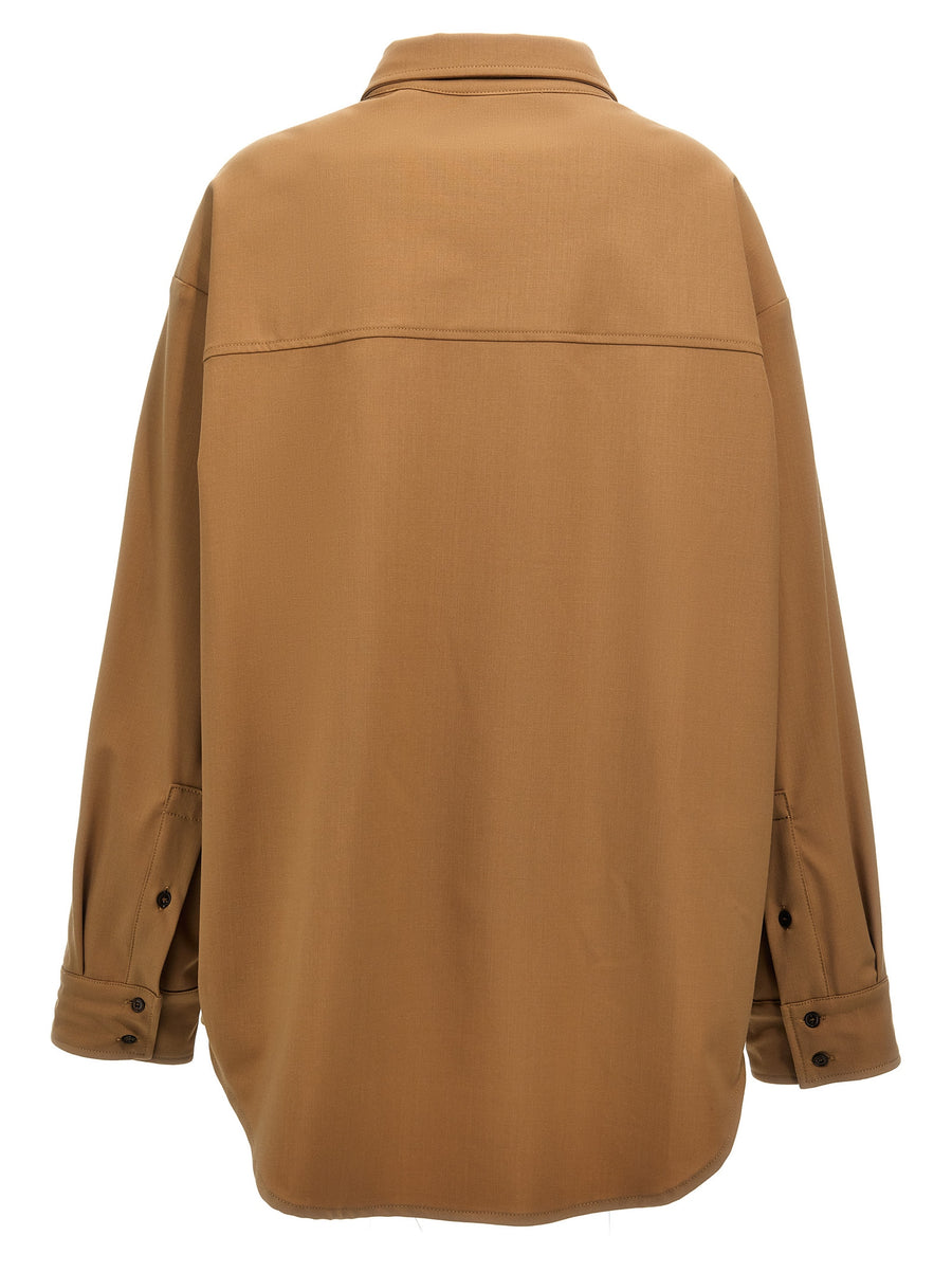 TheLatest Andrea Luxurious Wool Blend Shirt For Women With Button Closure Front Pockets Oversized Fit