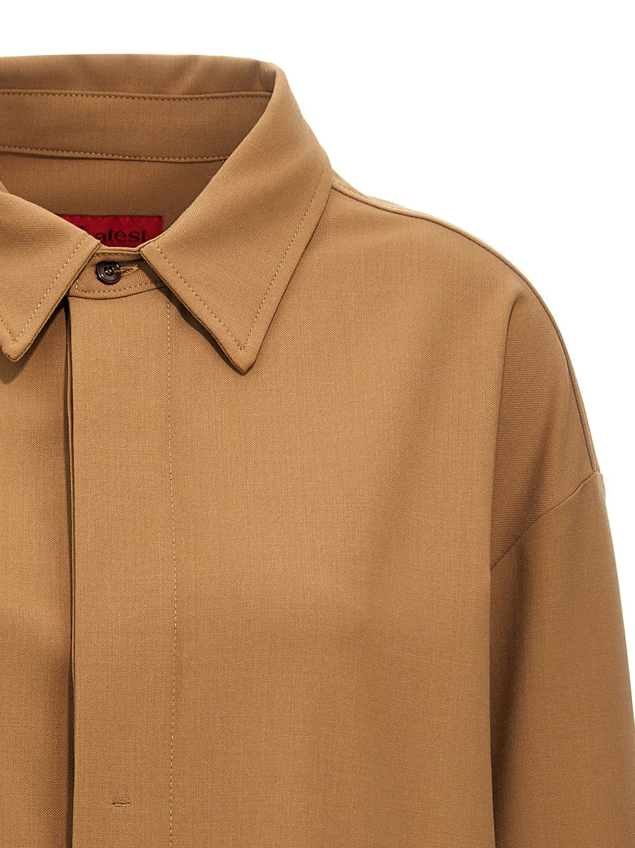 TheLatest Andrea Luxurious Wool Blend Shirt For Women With Button Closure Front Pockets Oversized Fit