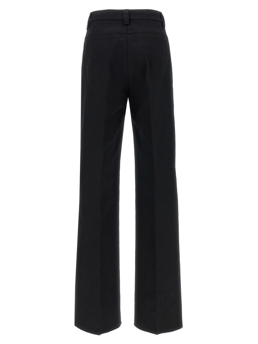 TheLatest Alek Pants Black Cotton Canvas Wide Leg Trousers With Pleated Stretch Hook Button Zip Closure For Women