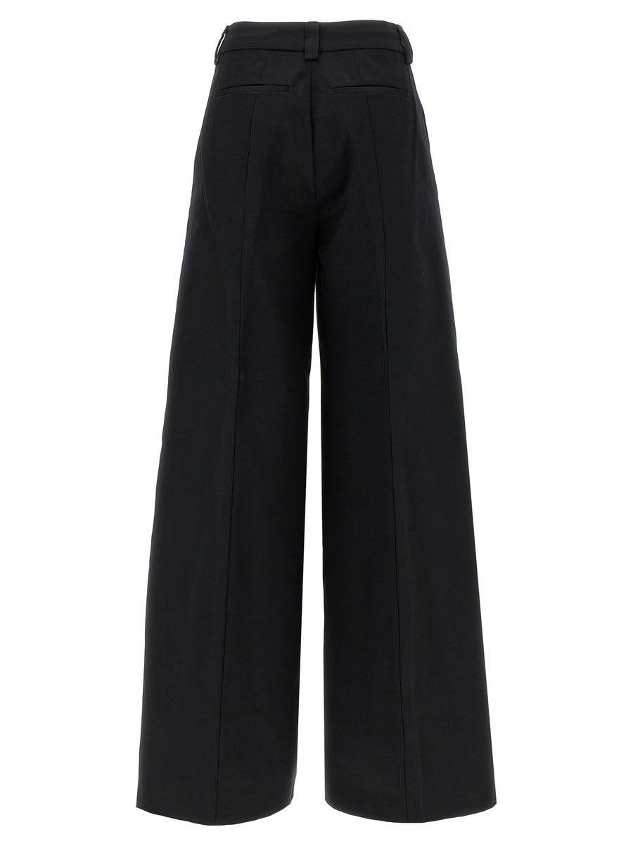 TheLatest Alma Pants Black 100 Percent Cotton Wide Leg Trousers For Women Desk To Dinner Polished With Pockets