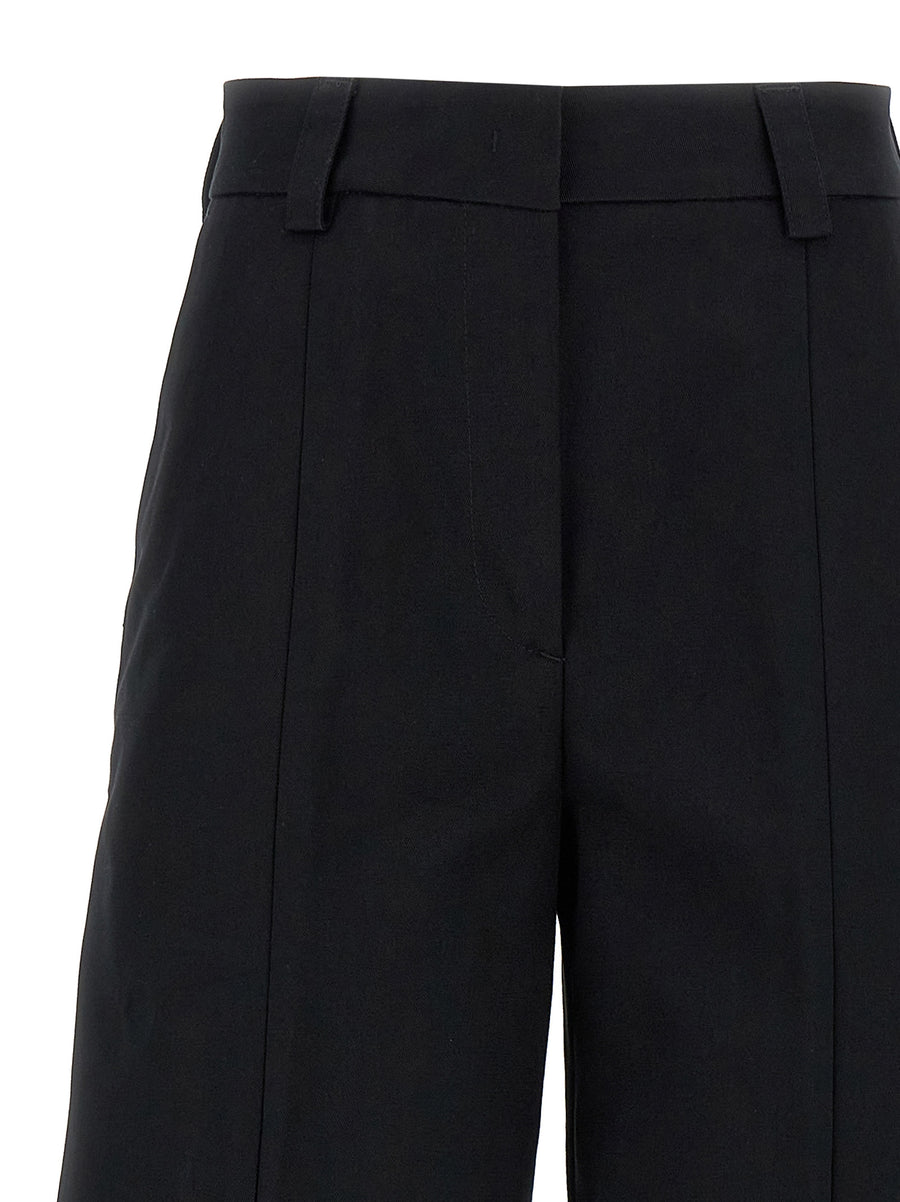 TheLatest Alma Pants Black 100 Percent Cotton Wide Leg Trousers For Women Desk To Dinner Polished With Pockets