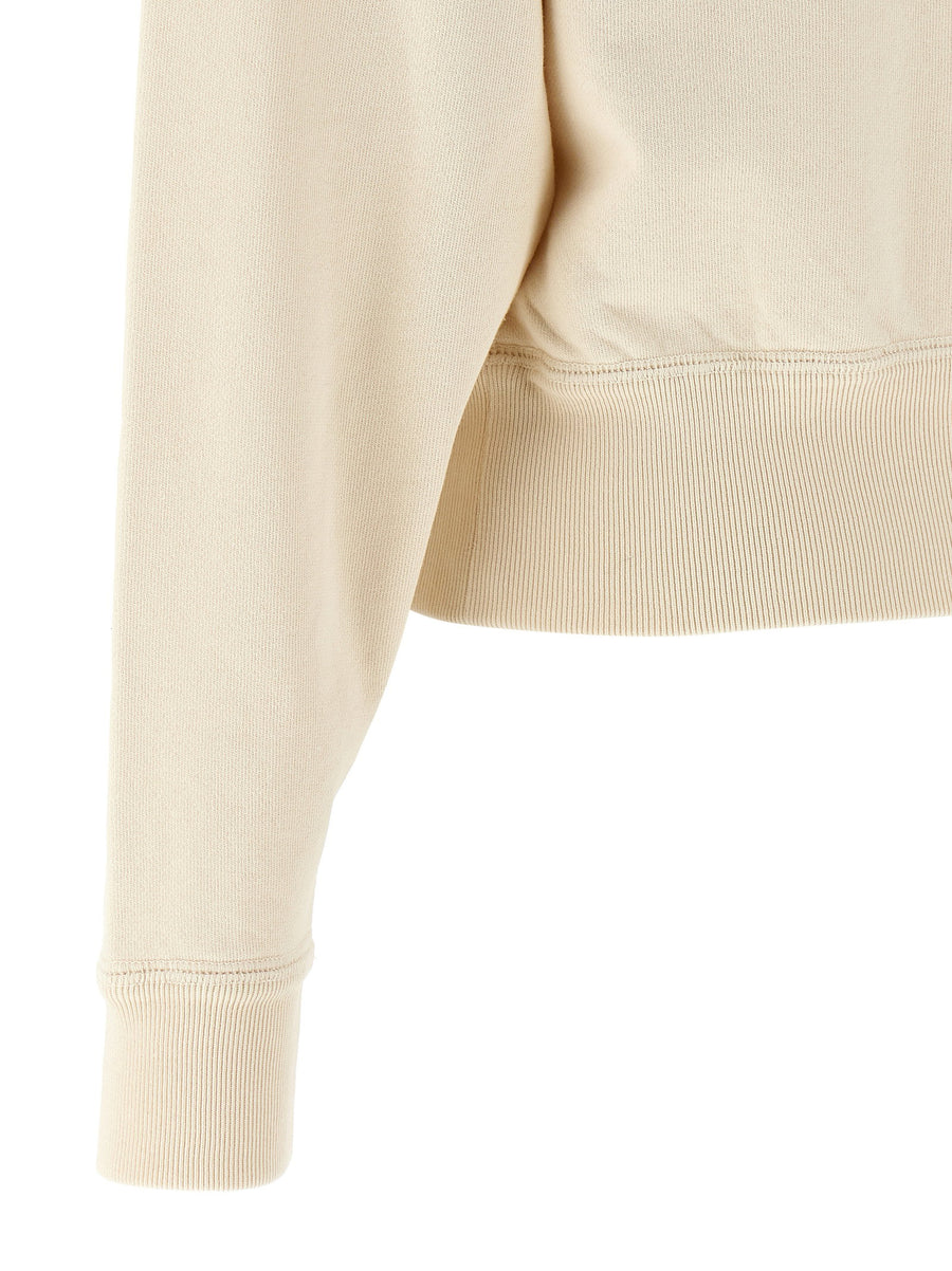 Marant Etoile Ross Sweatshirt Women Beige Brushed Cotton With Foldable Neck And Half Zip Everyday Luxury