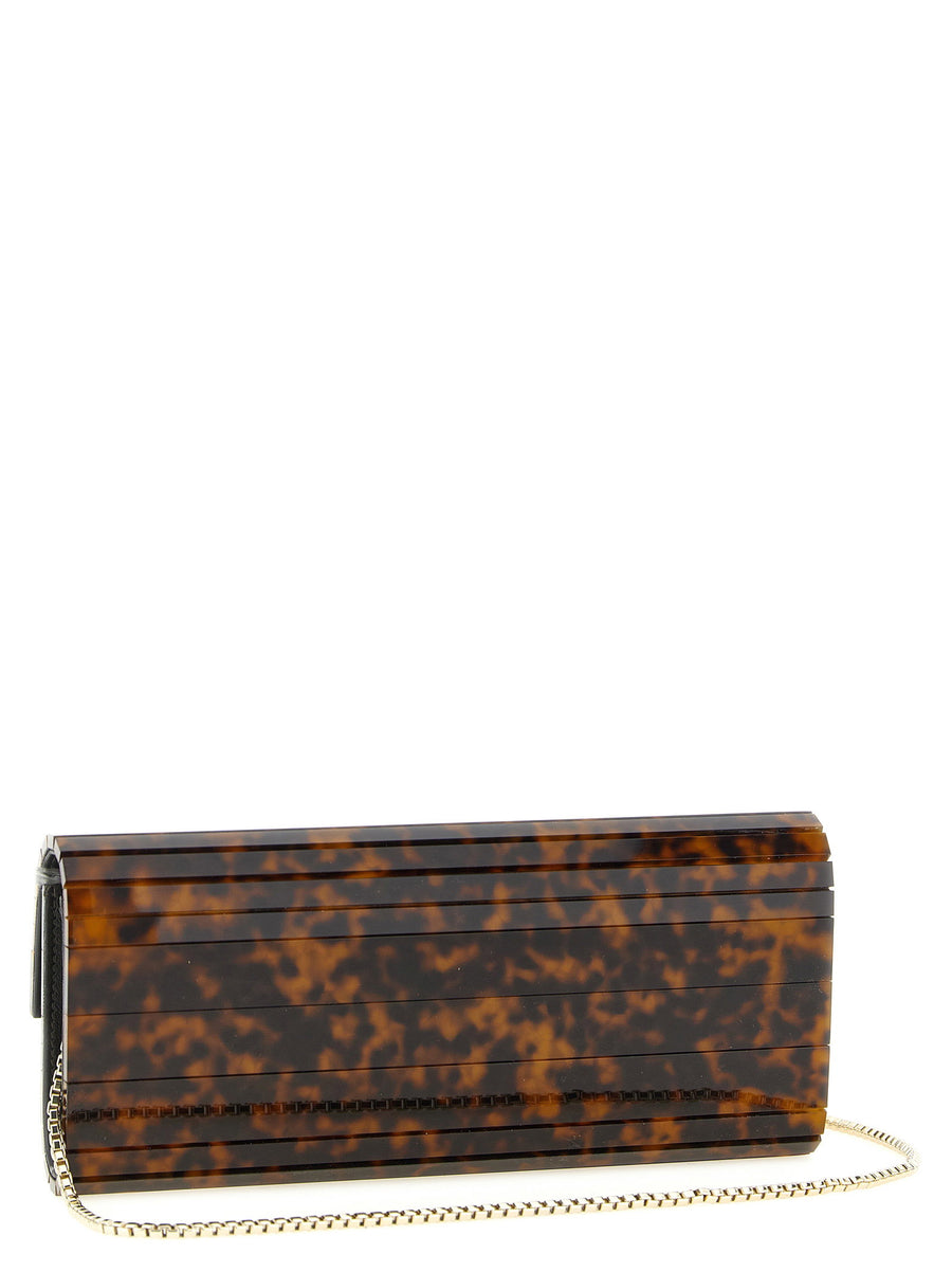 Jimmy Choo Sweetie Clutch Beige Tortoiseshell Elongated Silhouette Luxury Evening Bag For Women