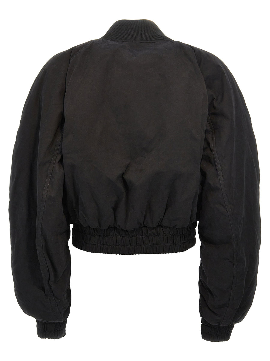 The Andamane Sierra Cropped Bomber Jacket Black Cotton Blend Padded Oversized
