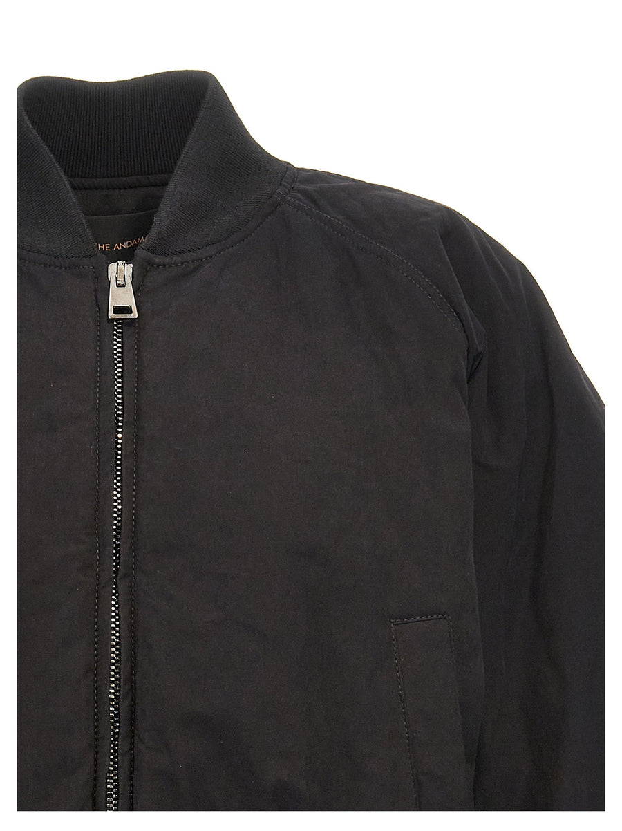 The Andamane Sierra Cropped Bomber Jacket Black Cotton Blend Padded Oversized