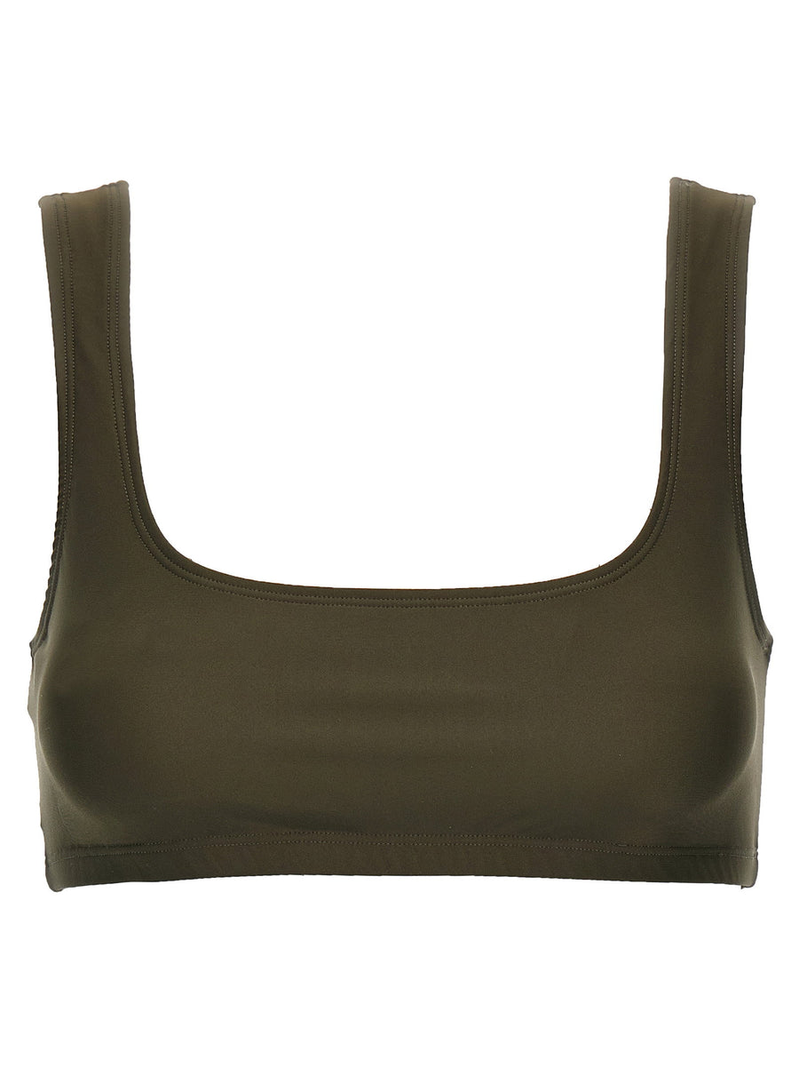 The Andamane Hollywod Top Brown Lycra Round Neck Elastic Hem Women Topwear