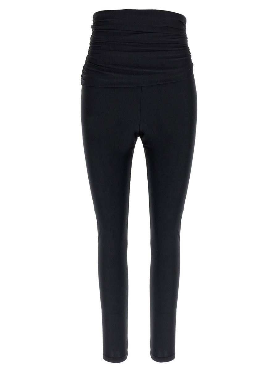 Andamane Vicky Leggings Shiny Lycra High Waist Double Layer Front Draping For Women