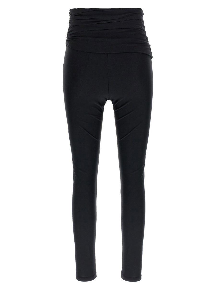 Andamane Vicky Leggings Shiny Lycra High Waist Double Layer Front Draping For Women