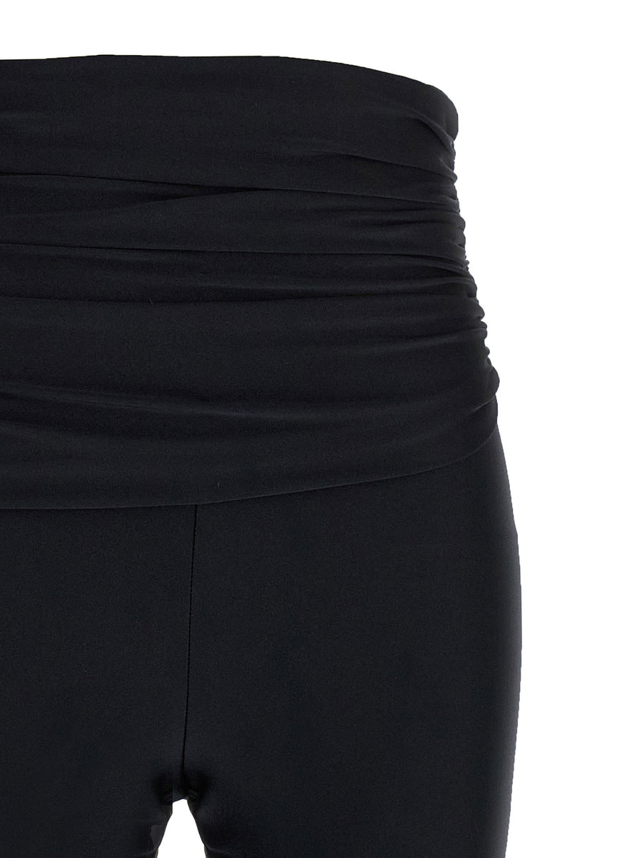 Andamane Vicky Leggings Shiny Lycra High Waist Double Layer Front Draping For Women