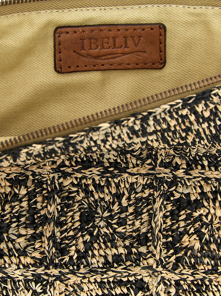 Ibeliv Tanala Crochet Raffia Clutch With Leather Strap Artisanal Beach Bag For Women
