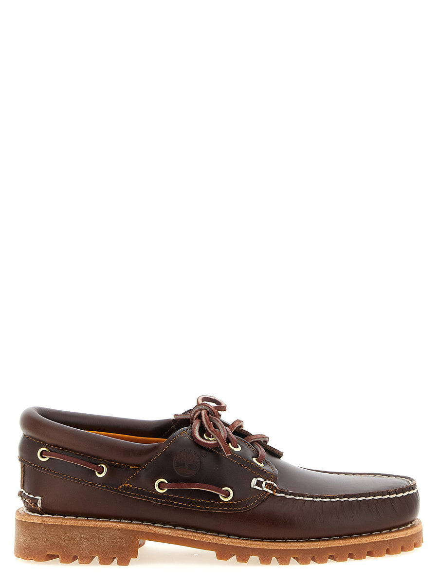 Timberland 3 Eye Lug Boat Shoe Brown Premium Leather Unisex Moccasins