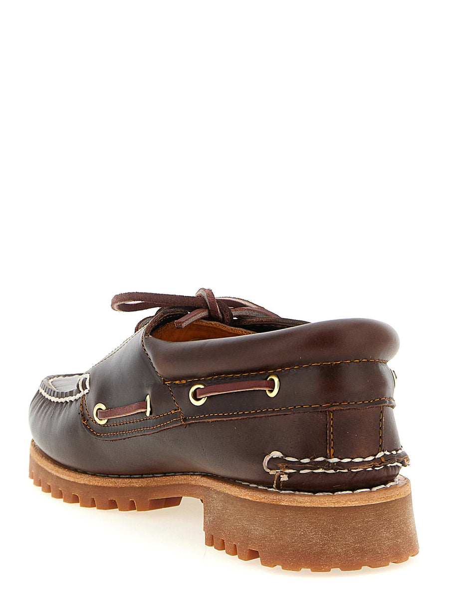 Timberland 3 Eye Lug Boat Shoe Brown Premium Leather Unisex Moccasins