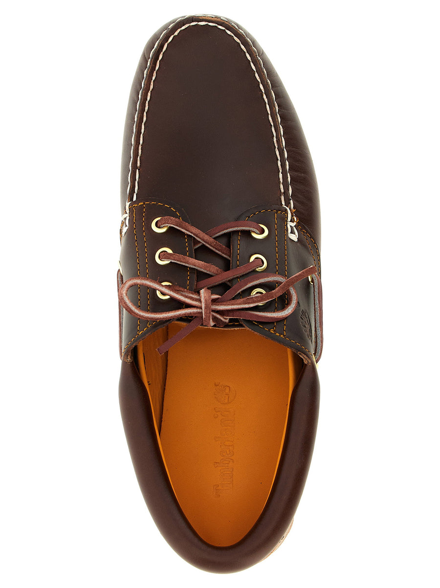 Timberland 3 Eye Lug Boat Shoe Brown Premium Leather Unisex Moccasins