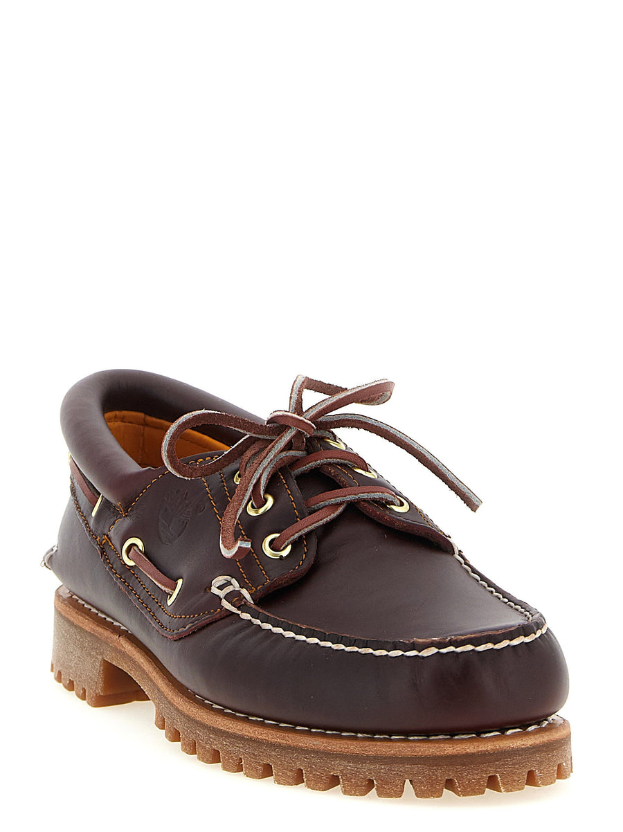 Timberland Premium Leather 3 Eye Lug Boat Shoe Unisex Moccasin Style Bordeaux Casual Comfort