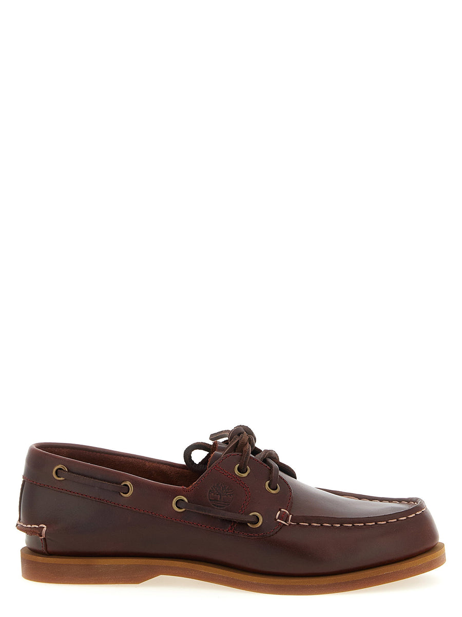 Timberland Classic Boat Shoe Premium Bordeaux Leather Unisex Moccasins With EVA Insole And Grooved Rubber Sole