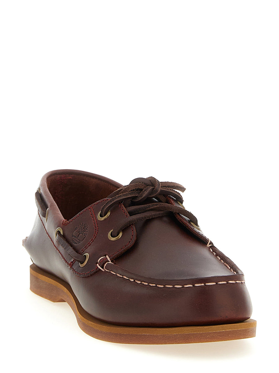 Timberland Classic Boat Shoe Premium Bordeaux Leather Unisex Moccasins With EVA Insole And Grooved Rubber Sole